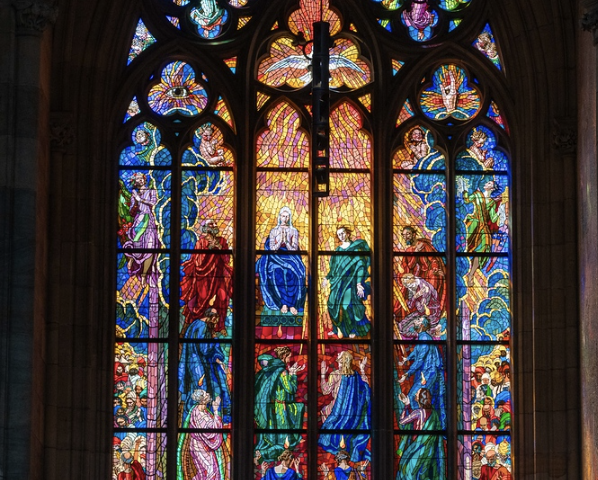 Prague, stained glass window